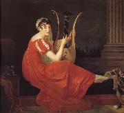 unknow artist Portrait of lady with play harp oil painting reproduction